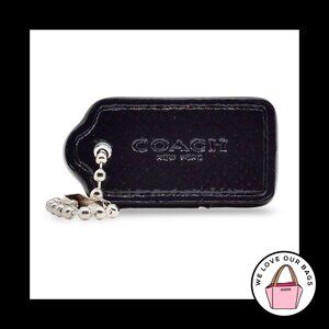 1.5" COACH NEW YORK Gray Patent Leather Nickel Fob Bag Charm Keychain Hang Tag